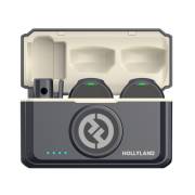 Hollyland Lark M2 Duo - zestaw, 2 bezprzewodowe mikrofony krawatowe, 2 plugi, Lightning, USB-C, moduł do aparatu, błyszc
